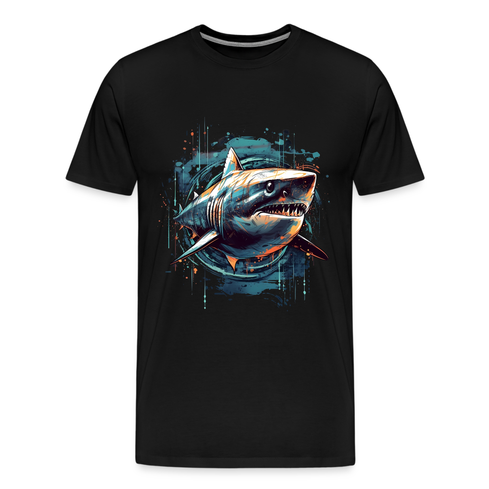 Cooler Retro Hai als Ink Art - Männer Premium T-Shirt - Schwarz