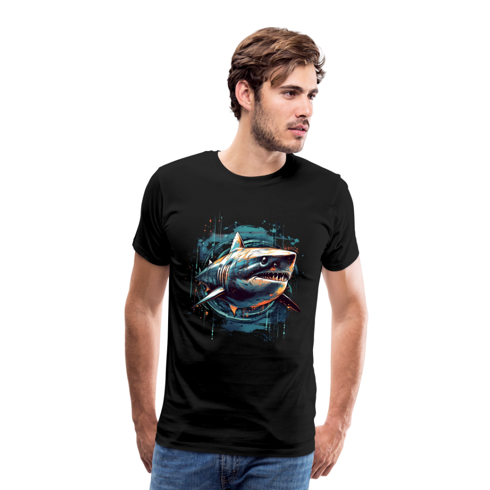 Cooler Retro Hai als Ink Art - Männer Premium T-Shirt - Schwarz