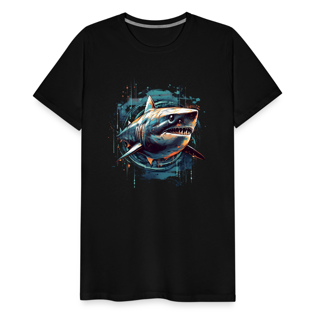 Cooler Retro Hai als Ink Art - Männer Premium T-Shirt - Schwarz