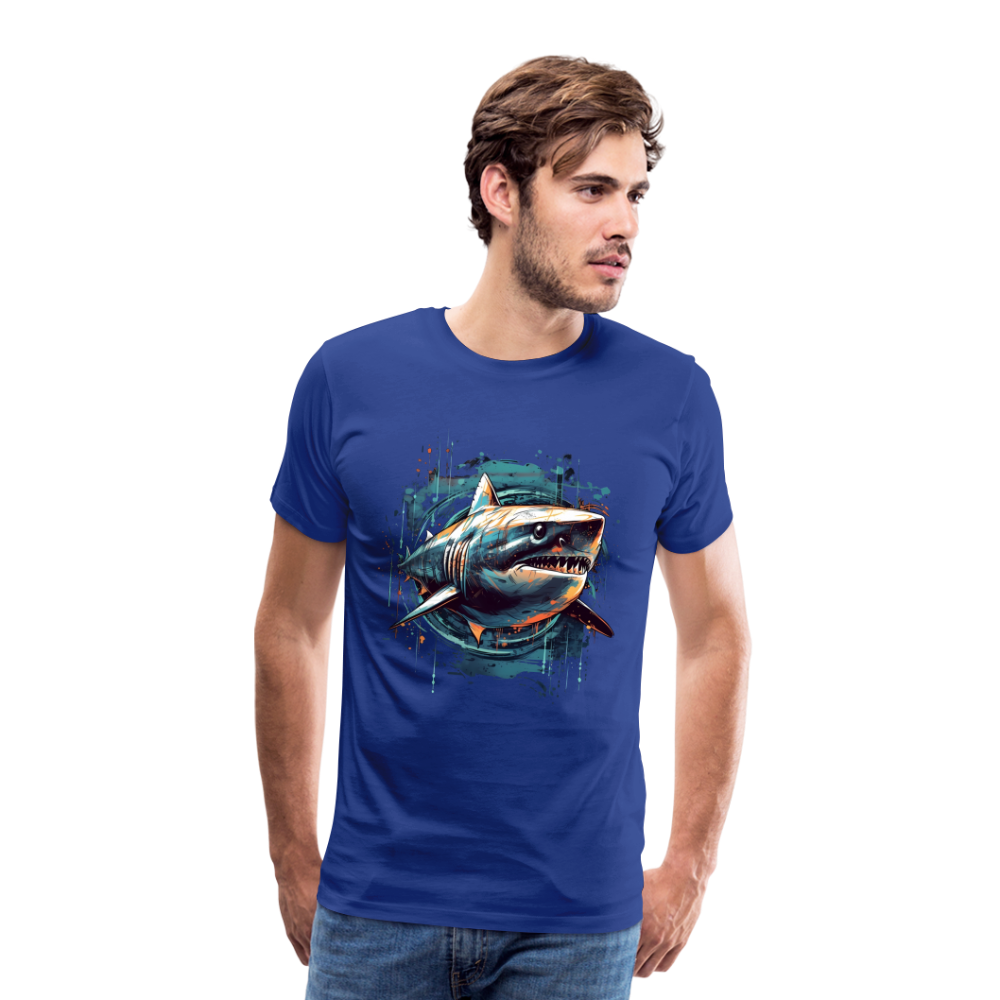 Cooler Retro Hai als Ink Art - Männer Premium T-Shirt - Königsblau