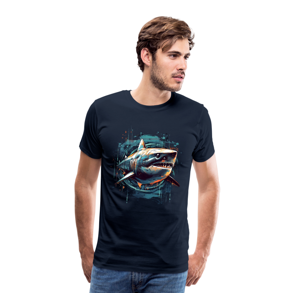 Cooler Retro Hai als Ink Art - Männer Premium T-Shirt - Navy