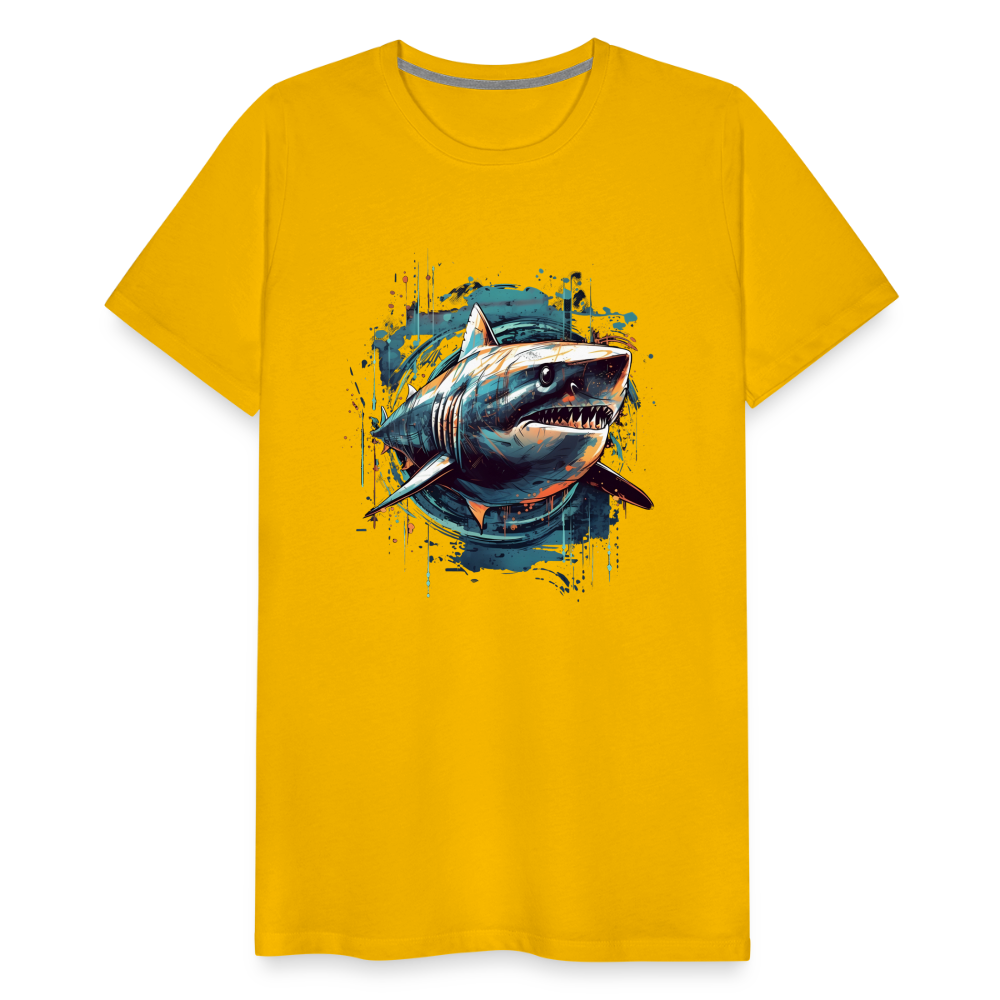 Cooler Retro Hai als Ink Art - Männer Premium T-Shirt - Sonnengelb