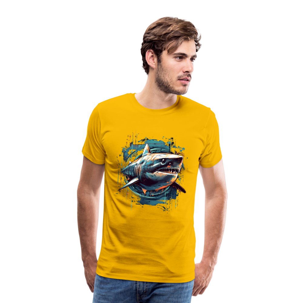 Cooler Retro Hai als Ink Art - Männer Premium T-Shirt - Sonnengelb