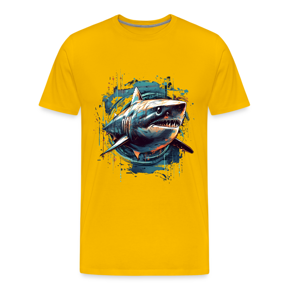 Cooler Retro Hai als Ink Art - Männer Premium T-Shirt - Sonnengelb