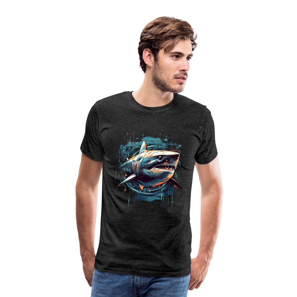 Cooler Retro Hai als Ink Art - Männer Premium T-Shirt - Anthrazit