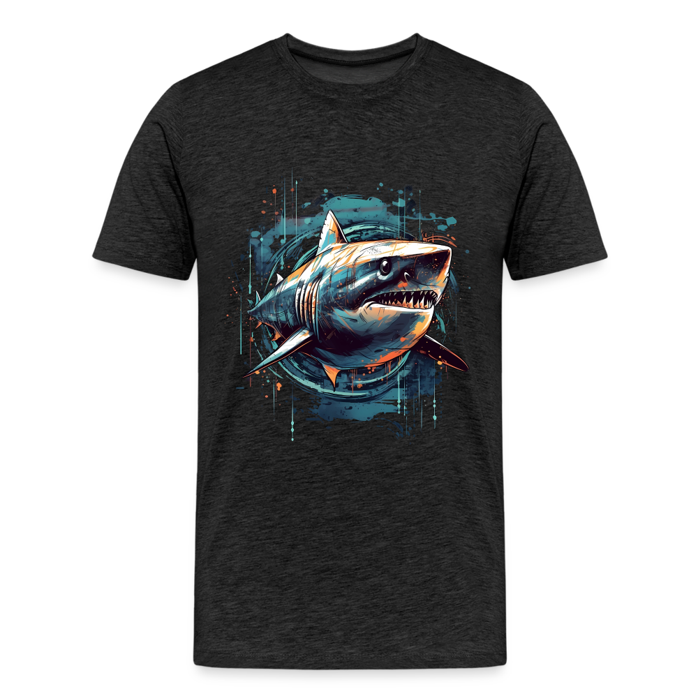 Cooler Retro Hai als Ink Art - Männer Premium T-Shirt - Anthrazit