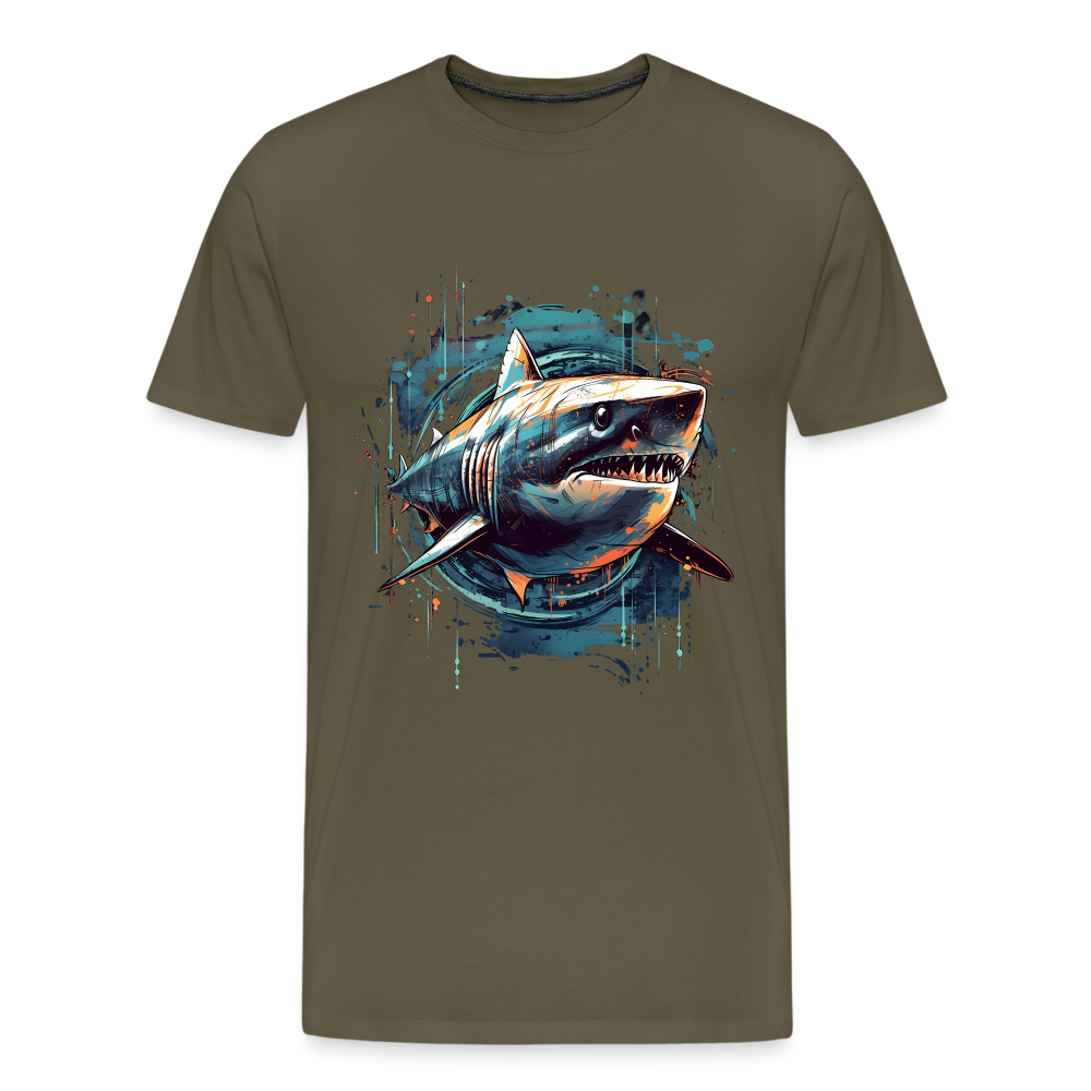 Cooler Retro Hai als Ink Art - Männer Premium T-Shirt - Khaki