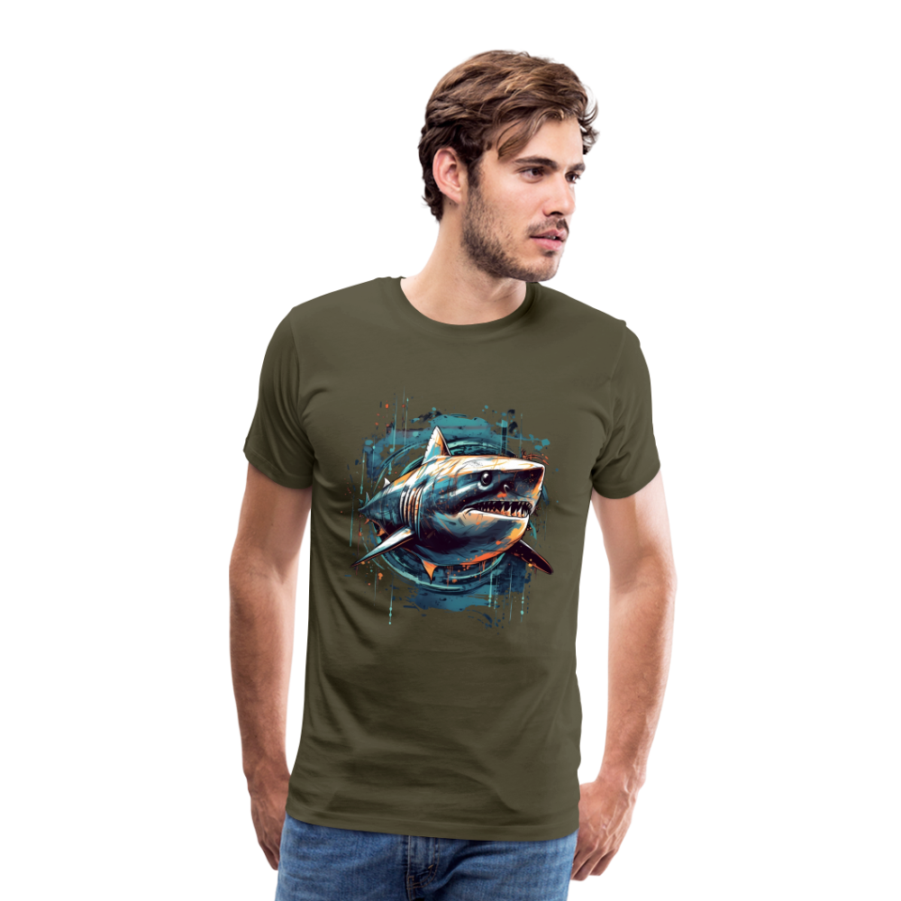 Cooler Retro Hai als Ink Art - Männer Premium T-Shirt - Khaki