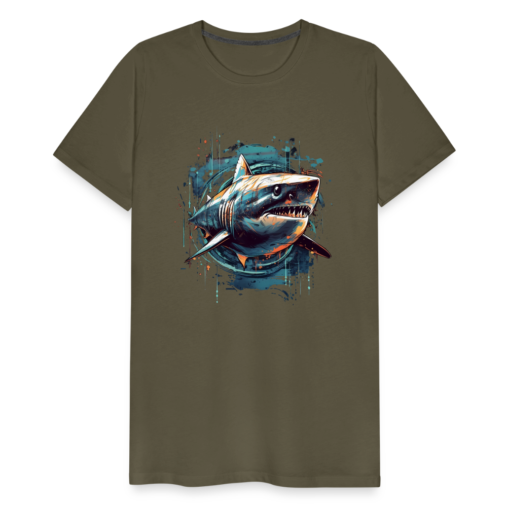 Cooler Retro Hai als Ink Art - Männer Premium T-Shirt - Khaki