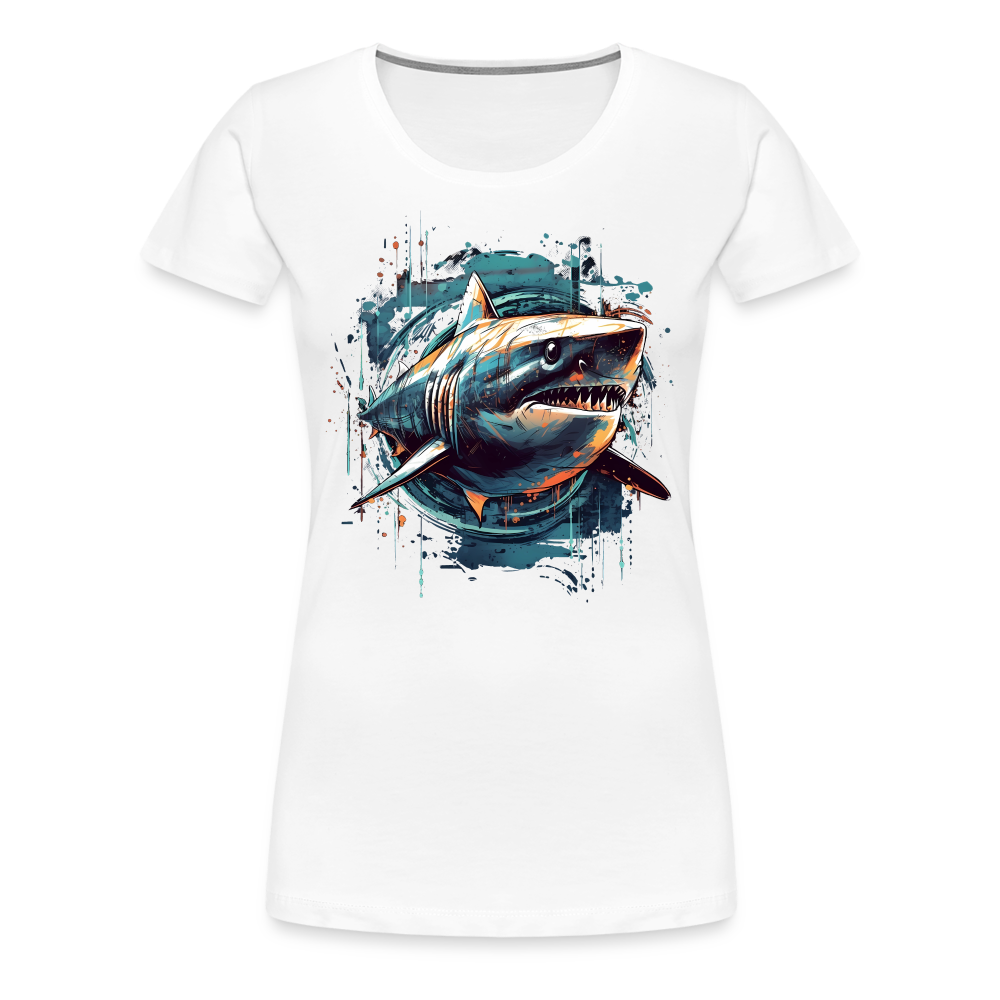Cooler Retro Hai als Ink Art - Frauen Premium T-Shirt - Weiß