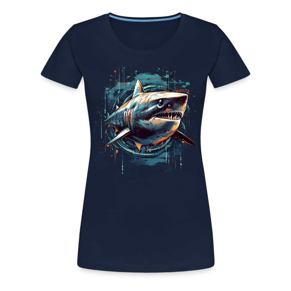 Cooler Retro Hai als Ink Art - Frauen Premium T-Shirt - Navy