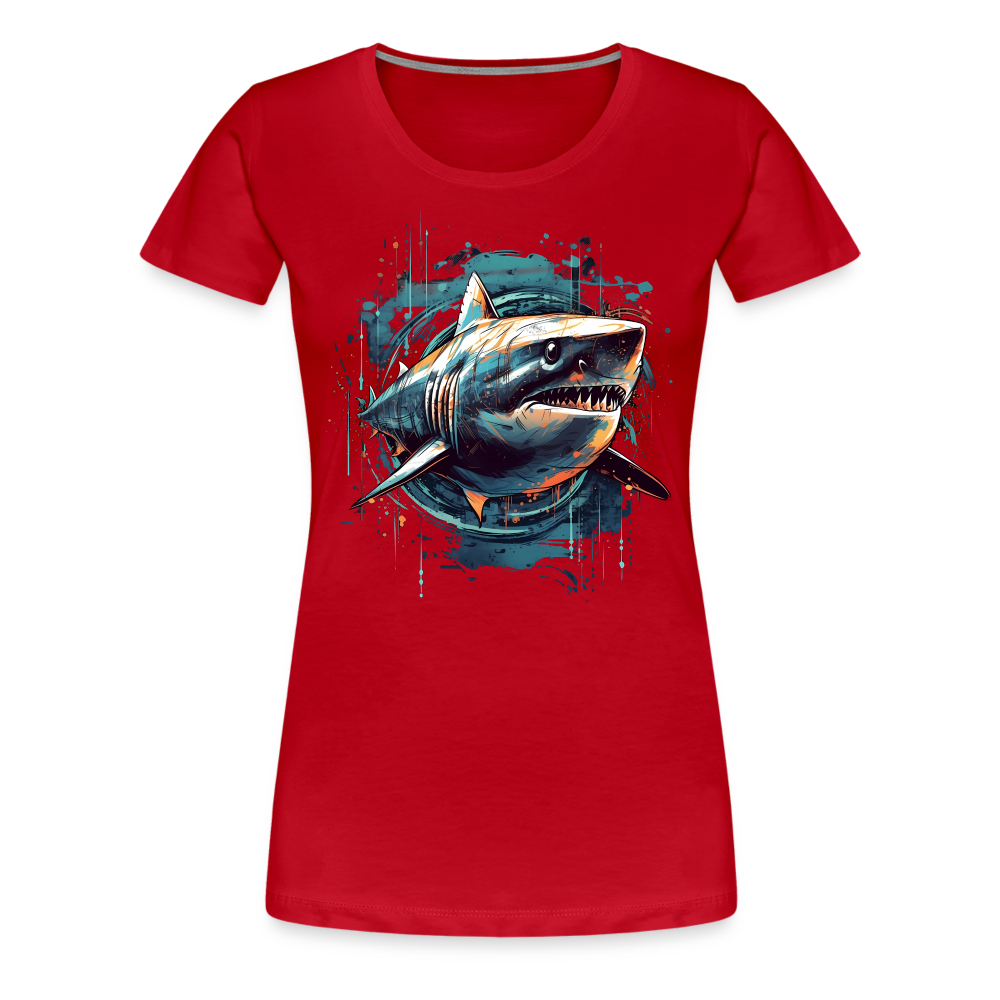 Cooler Retro Hai als Ink Art - Frauen Premium T-Shirt - Rot