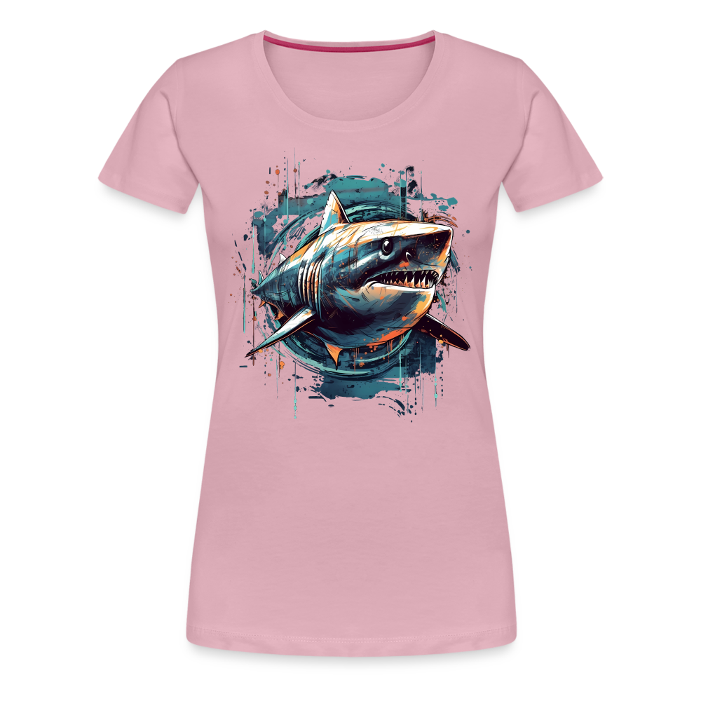 Cooler Retro Hai als Ink Art - Frauen Premium T-Shirt - Hellrosa