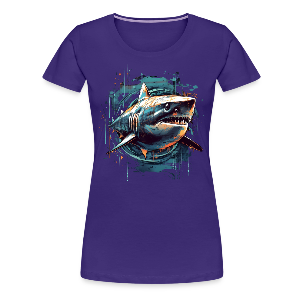 Cooler Retro Hai als Ink Art - Frauen Premium T-Shirt - Lila