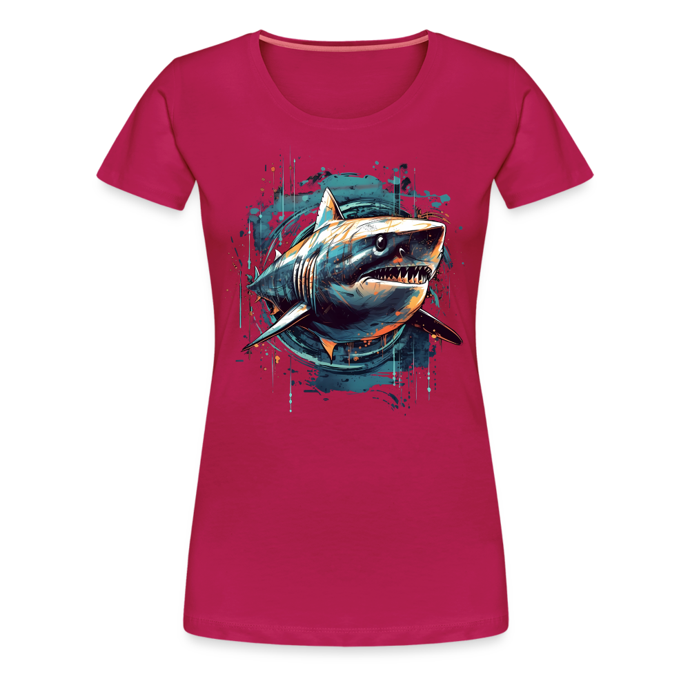 Cooler Retro Hai als Ink Art - Frauen Premium T-Shirt - dunkles Pink