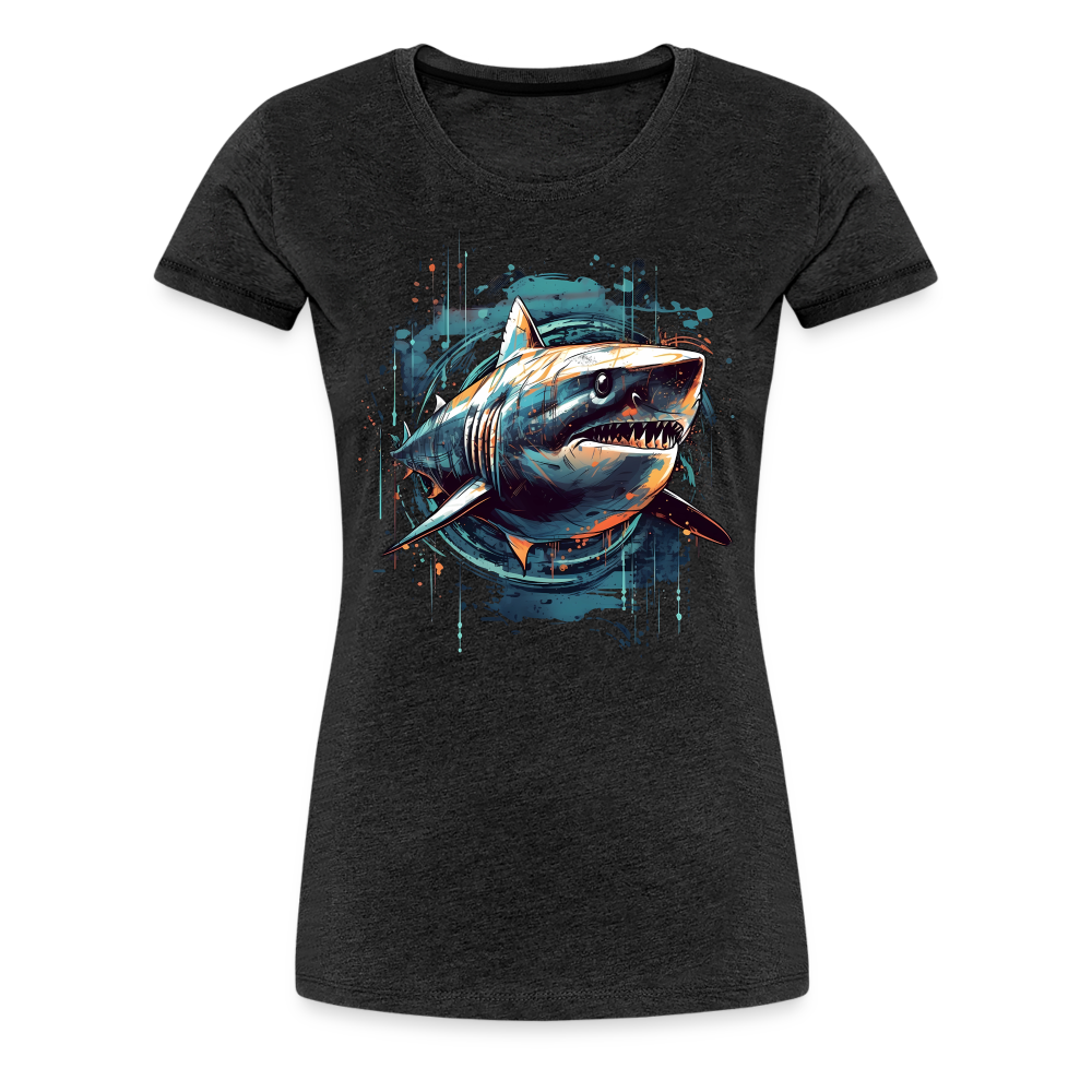 Cooler Retro Hai als Ink Art - Frauen Premium T-Shirt - Anthrazit