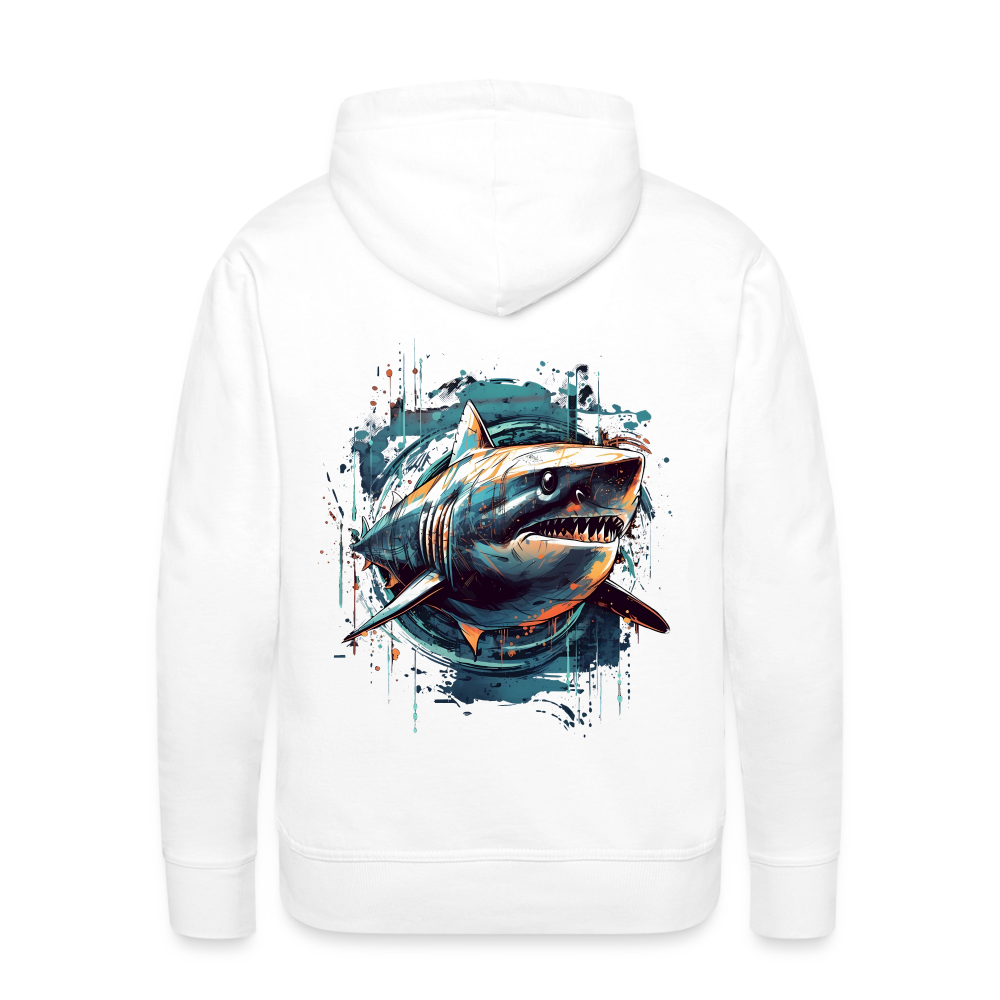 Cooler Retro Hai als Ink Art - Männer Premium Hoodie - Weiß