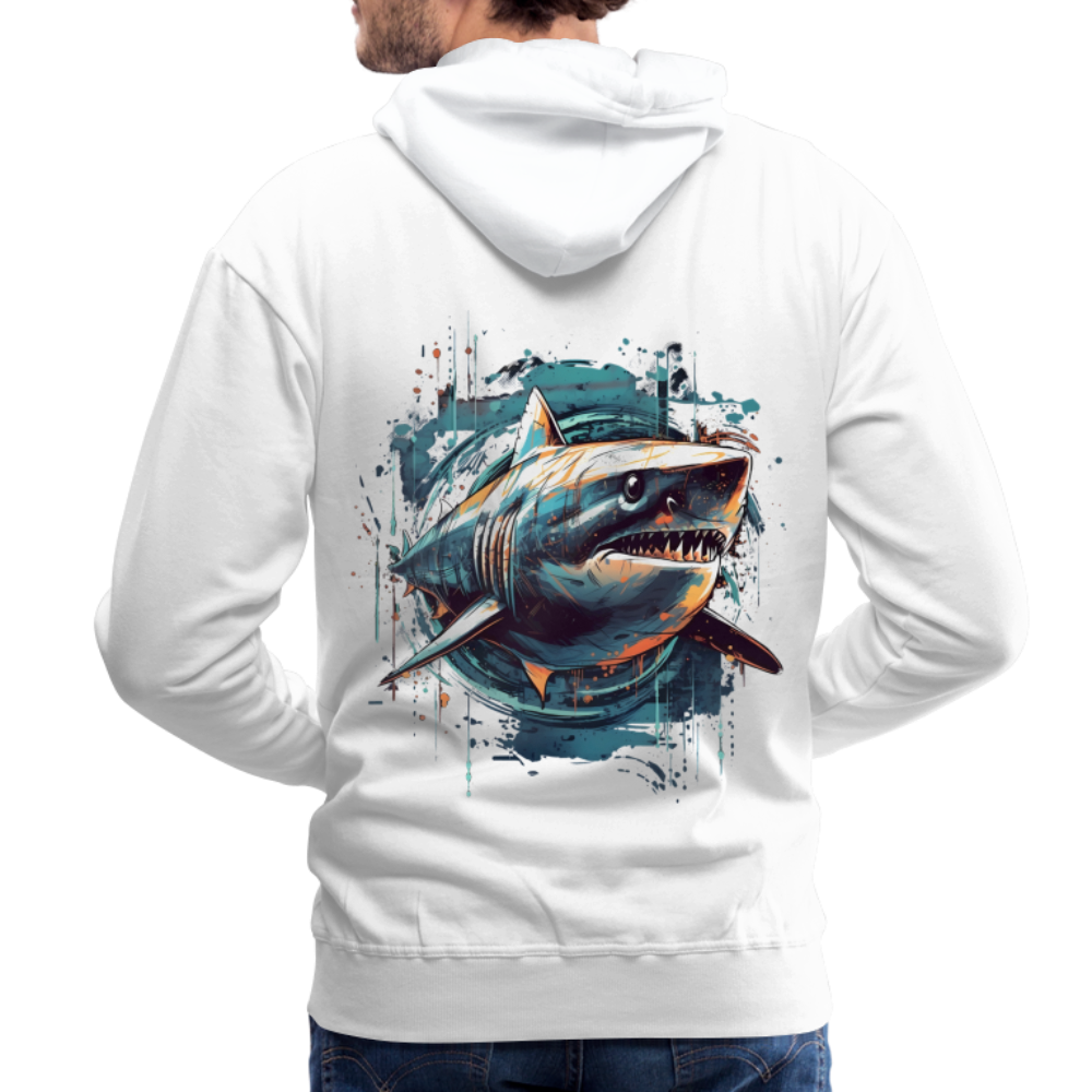 Cooler Retro Hai als Ink Art - Männer Premium Hoodie - Weiß