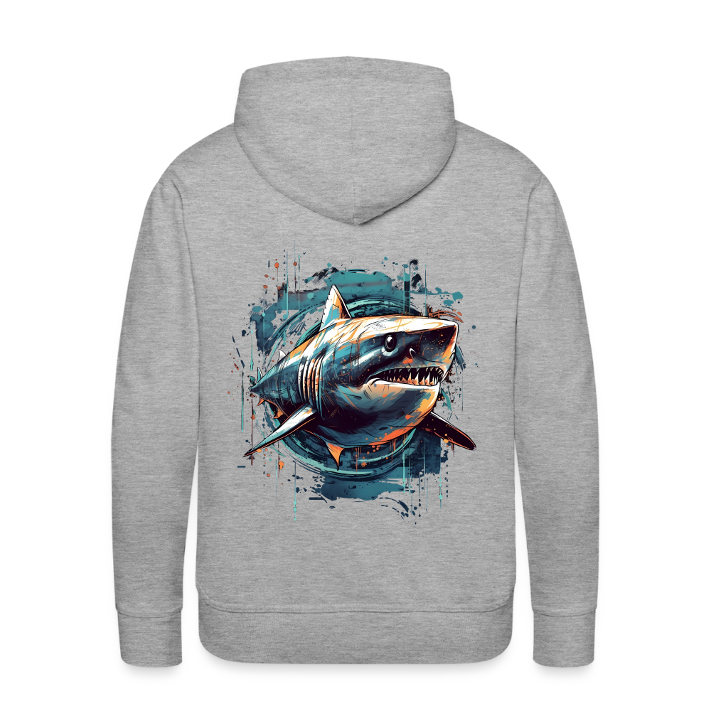 Cooler Retro Hai als Ink Art - Männer Premium Hoodie - Grau meliert