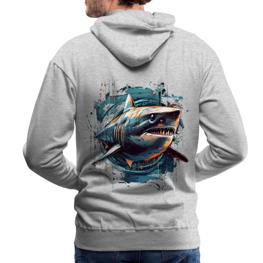 Cooler Retro Hai als Ink Art - Männer Premium Hoodie - Grau meliert