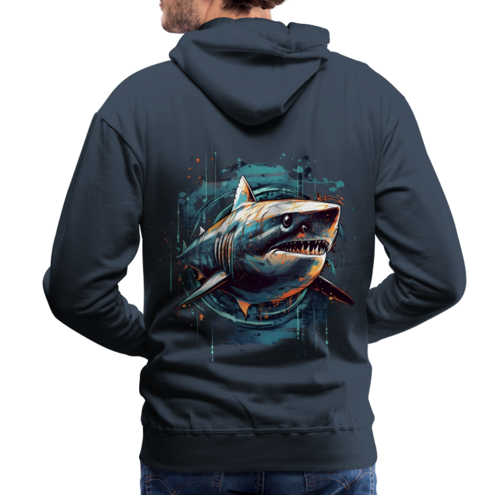 Cooler Retro Hai als Ink Art - Männer Premium Hoodie - Navy