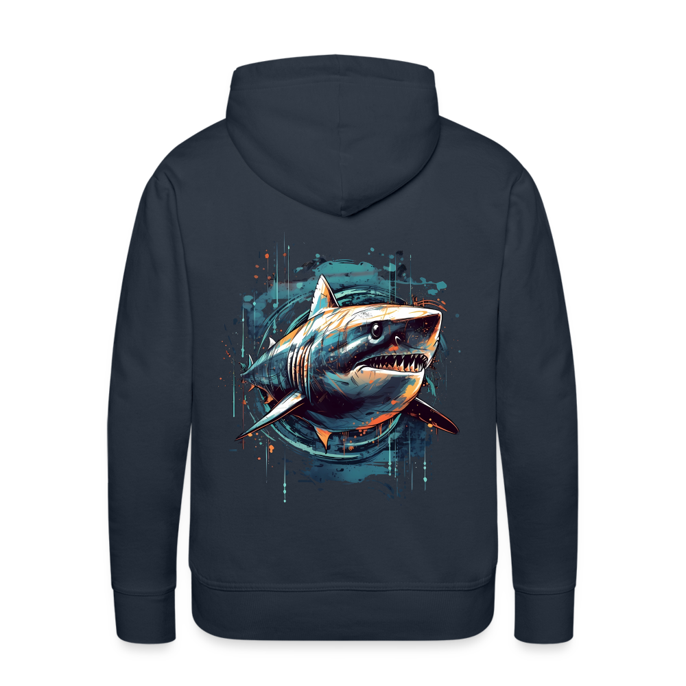 Cooler Retro Hai als Ink Art - Männer Premium Hoodie - Navy