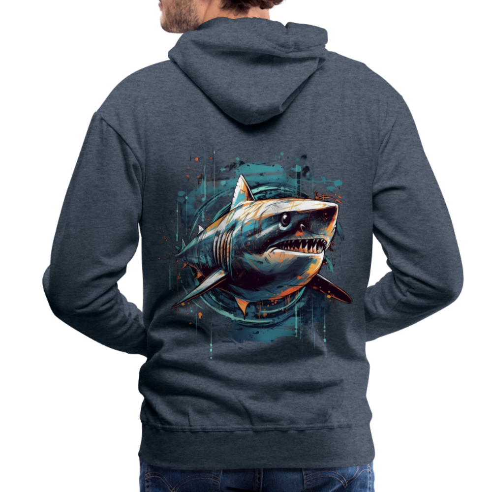 Cooler Retro Hai als Ink Art - Männer Premium Hoodie - Jeansblau