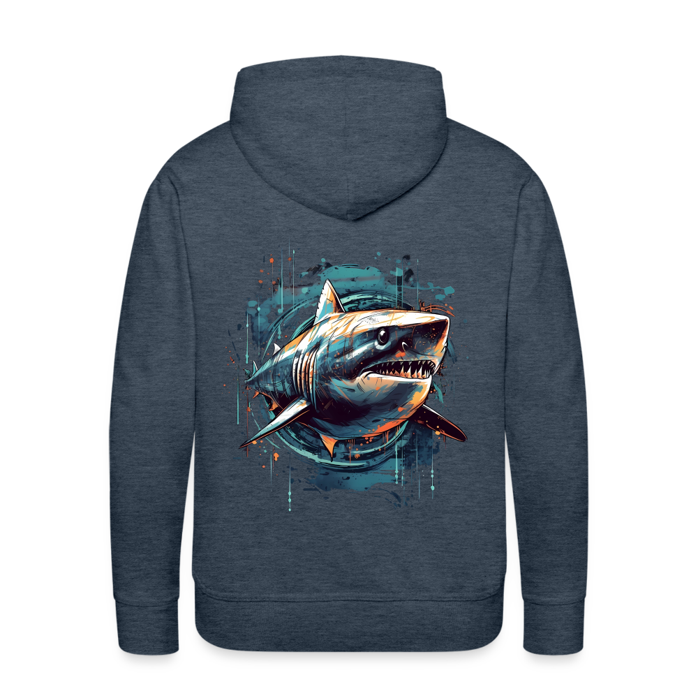 Cooler Retro Hai als Ink Art - Männer Premium Hoodie - Jeansblau