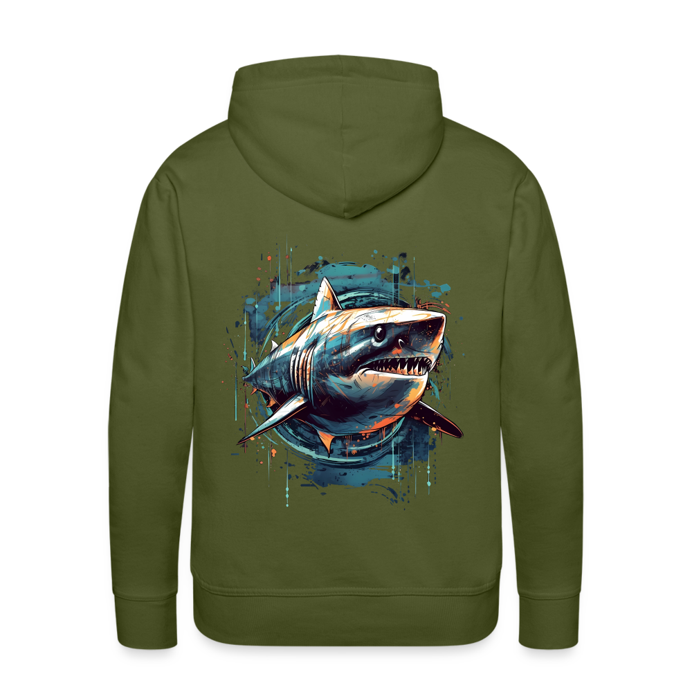 Cooler Retro Hai als Ink Art - Männer Premium Hoodie - Olivgrün