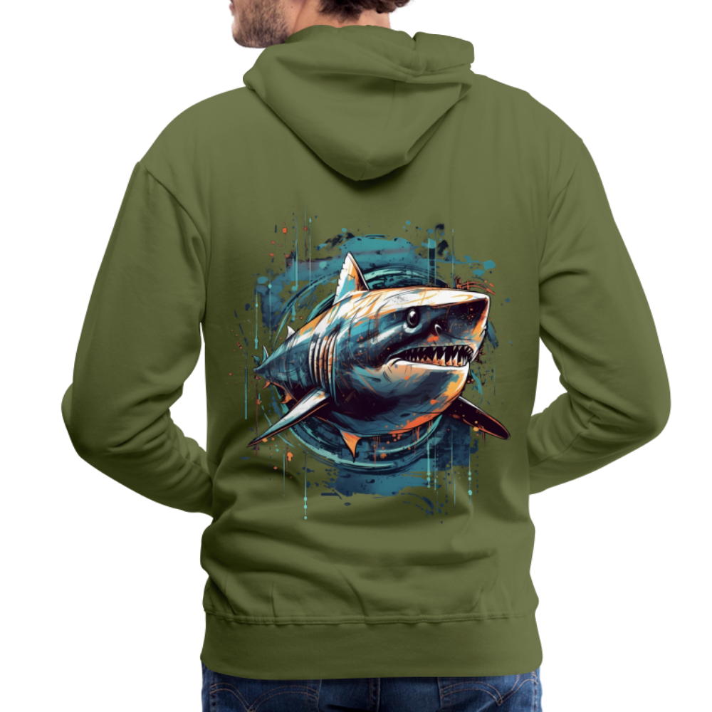 Cooler Retro Hai als Ink Art - Männer Premium Hoodie - Olivgrün