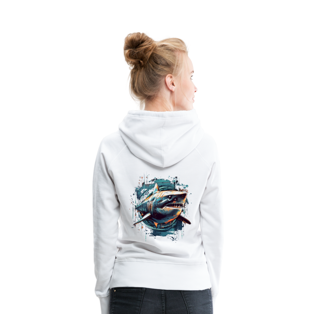 Cooler Retro Hai als Ink Art - Frauen Premium Hoodie - Weiß