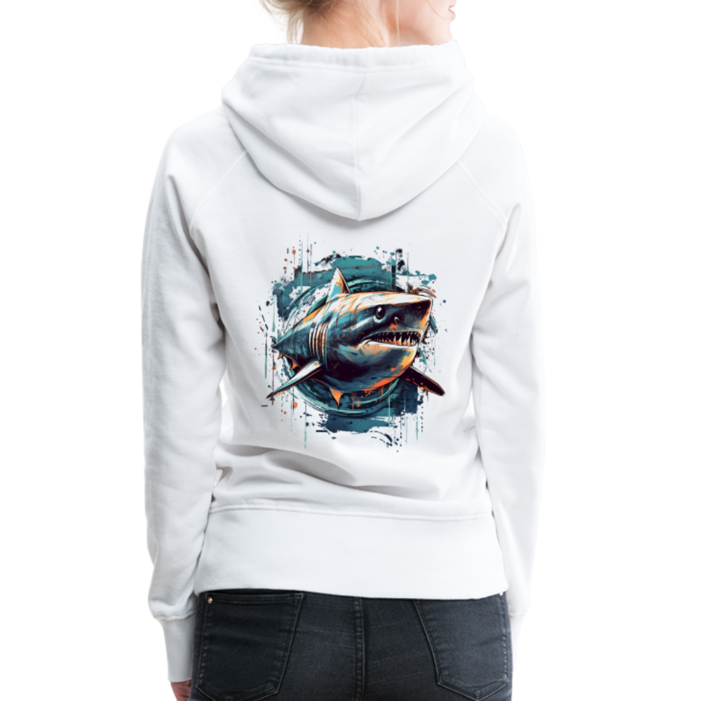 Cooler Retro Hai als Ink Art - Frauen Premium Hoodie - Weiß