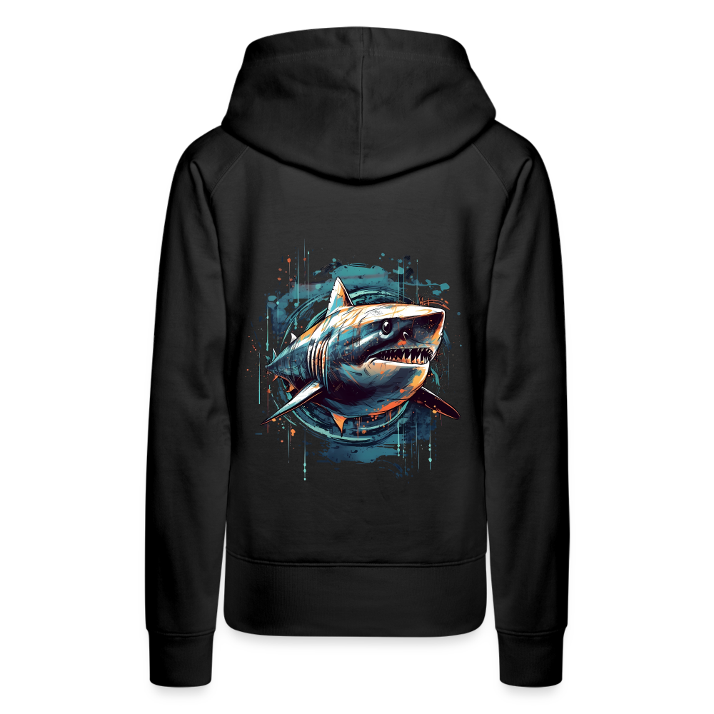 Cooler Retro Hai als Ink Art - Frauen Premium Hoodie - Schwarz
