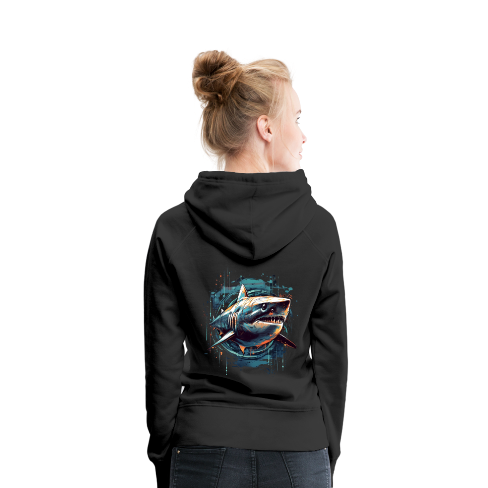 Cooler Retro Hai als Ink Art - Frauen Premium Hoodie - Schwarz