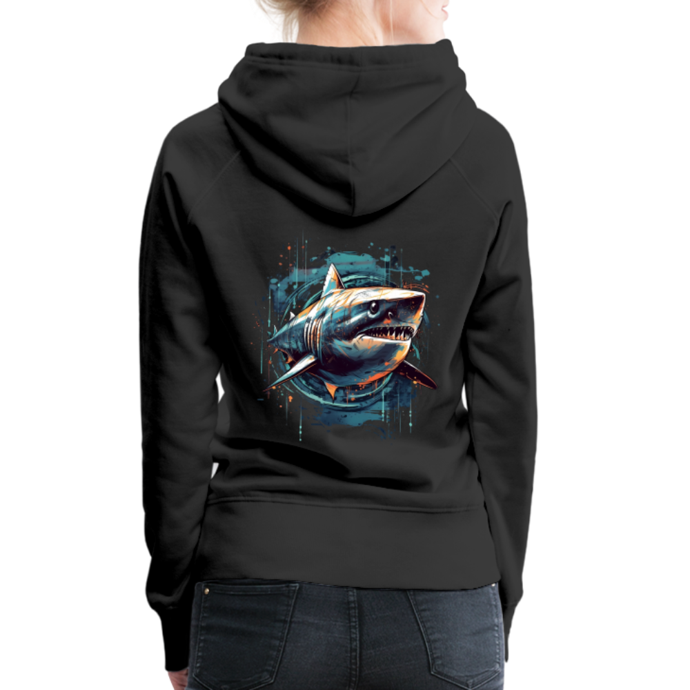 Cooler Retro Hai als Ink Art - Frauen Premium Hoodie - Schwarz