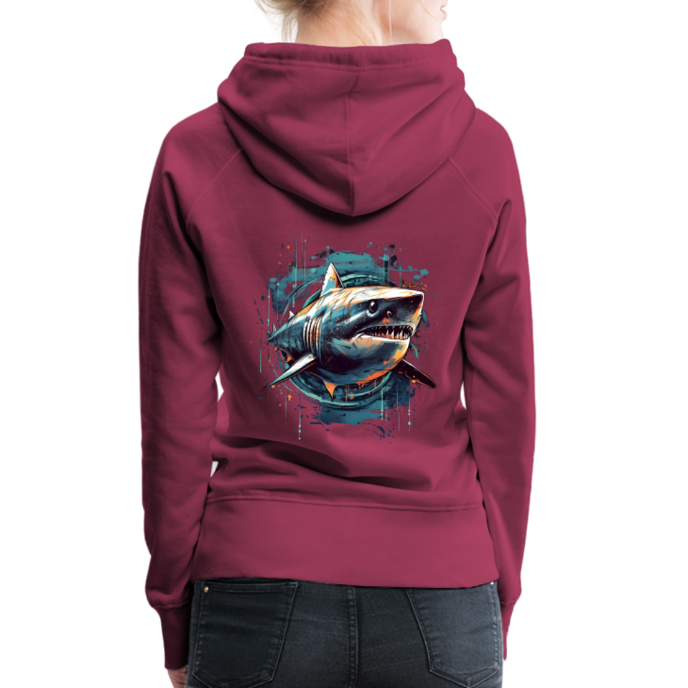 Cooler Retro Hai als Ink Art - Frauen Premium Hoodie - Bordeaux