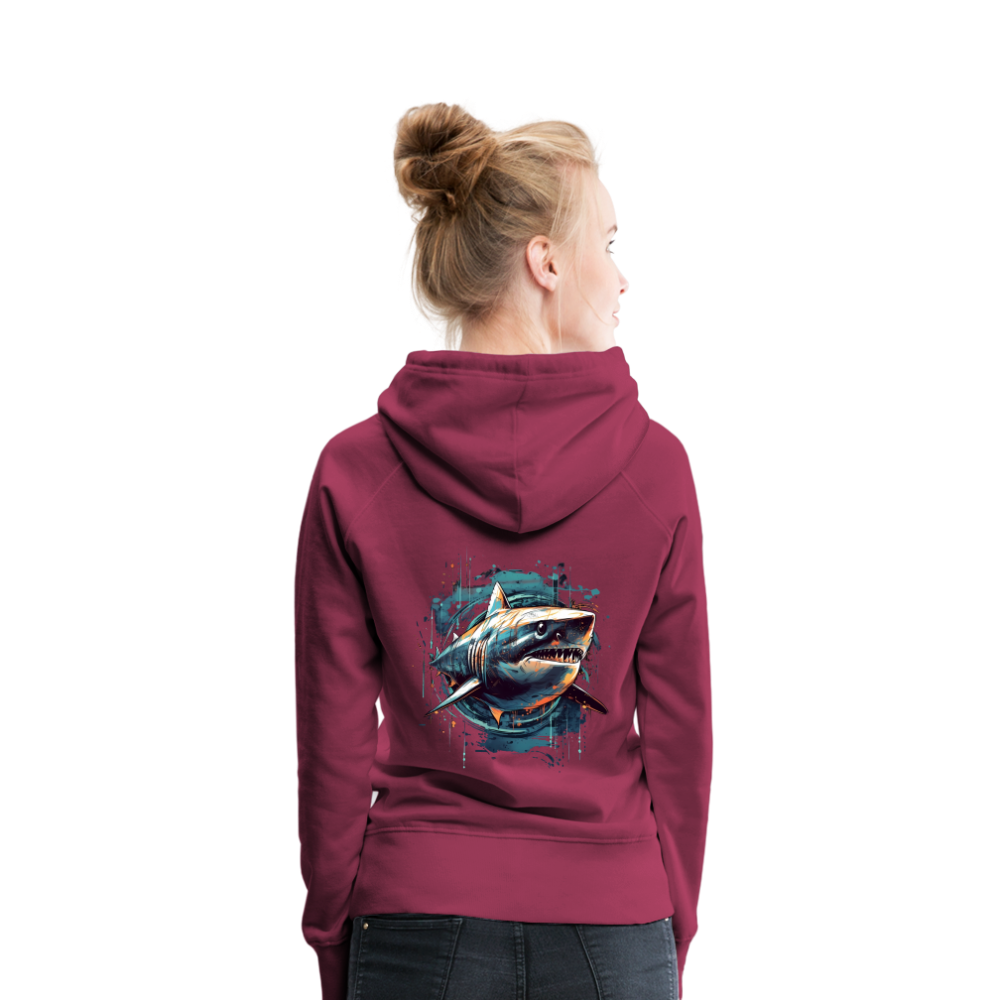 Cooler Retro Hai als Ink Art - Frauen Premium Hoodie - Bordeaux