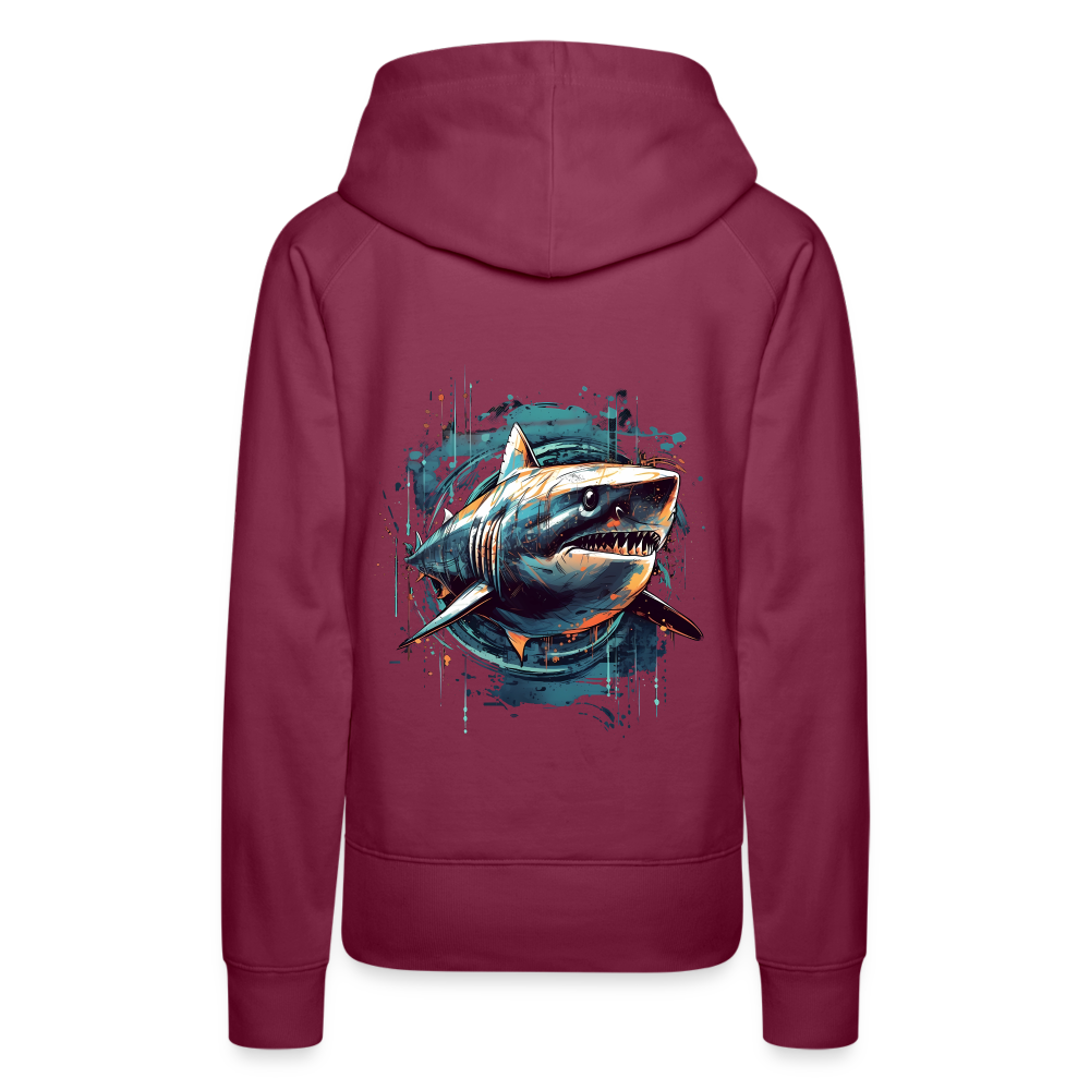 Cooler Retro Hai als Ink Art - Frauen Premium Hoodie - Bordeaux