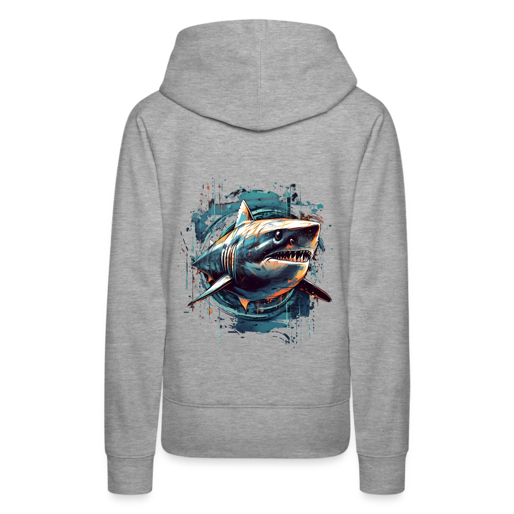 Cooler Retro Hai als Ink Art - Frauen Premium Hoodie - Grau meliert