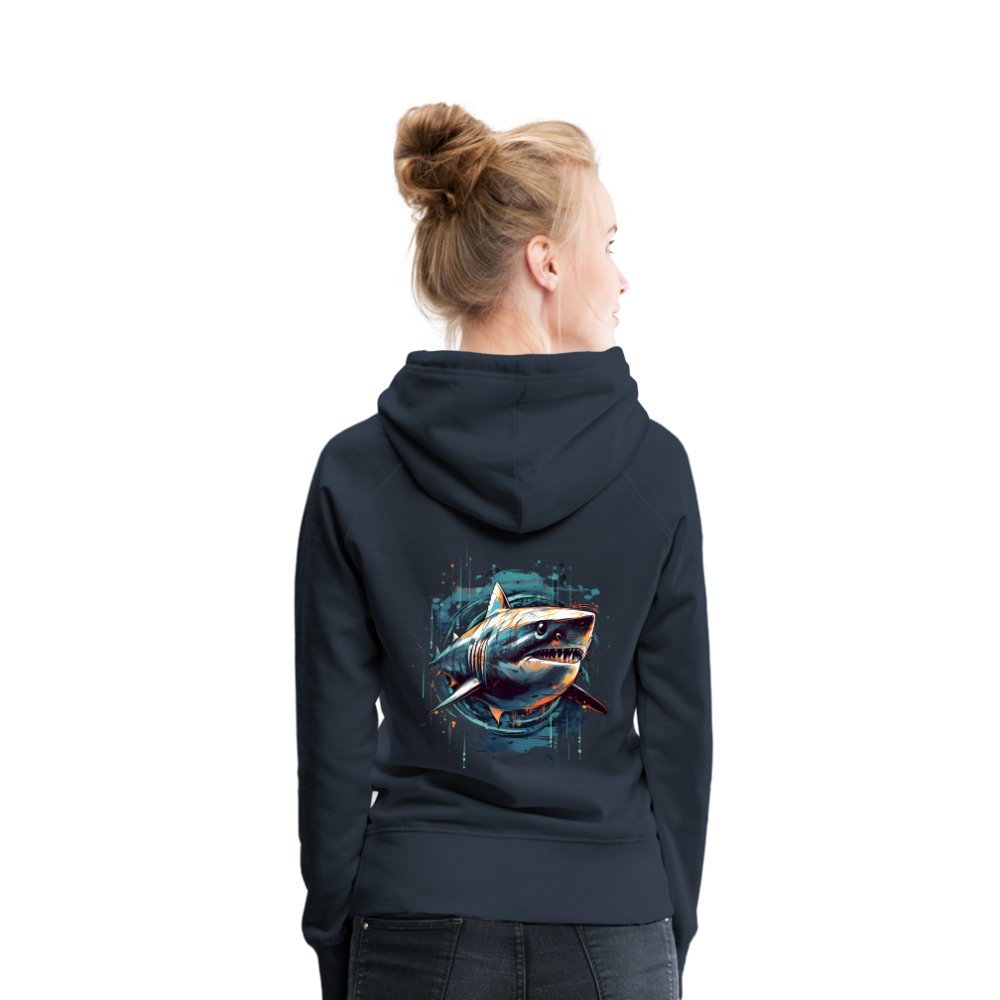 Cooler Retro Hai als Ink Art - Frauen Premium Hoodie - Navy