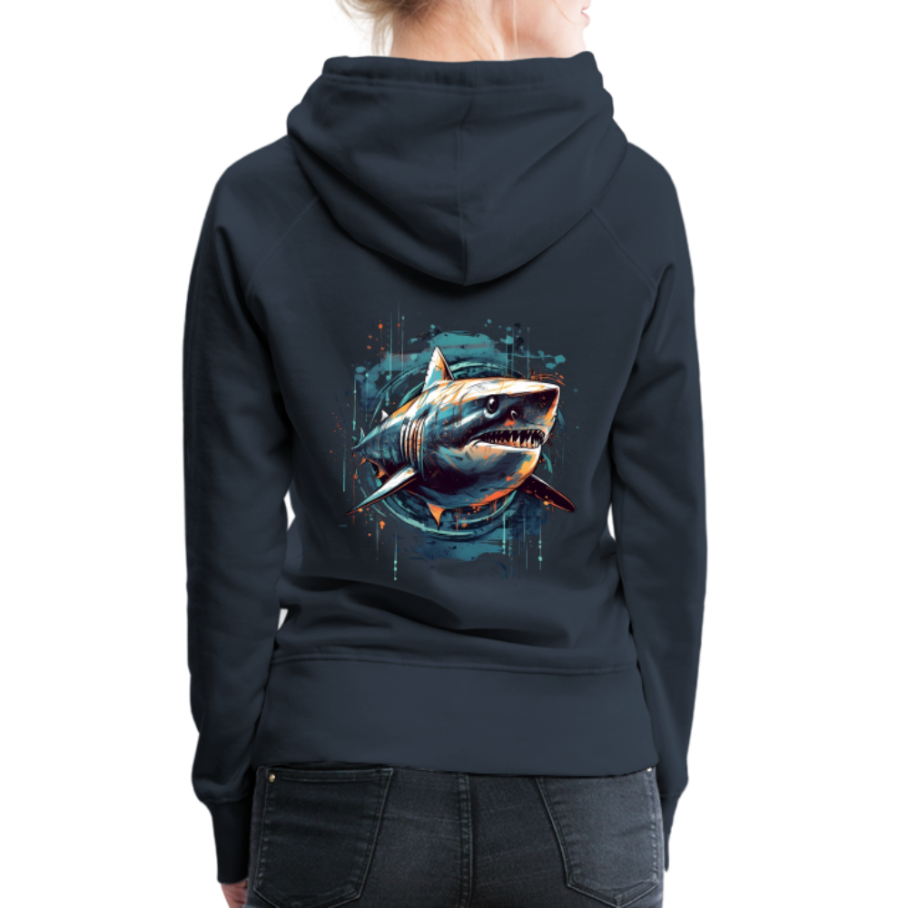 Cooler Retro Hai als Ink Art - Frauen Premium Hoodie - Navy