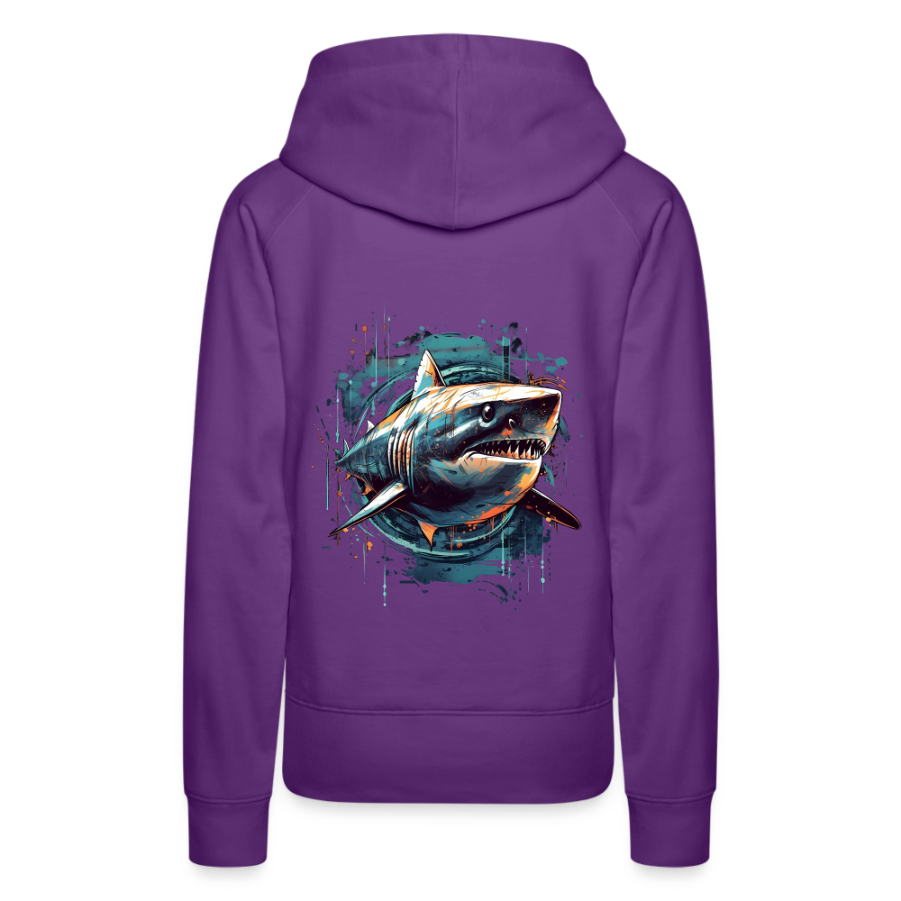 Cooler Retro Hai als Ink Art - Frauen Premium Hoodie - Purple