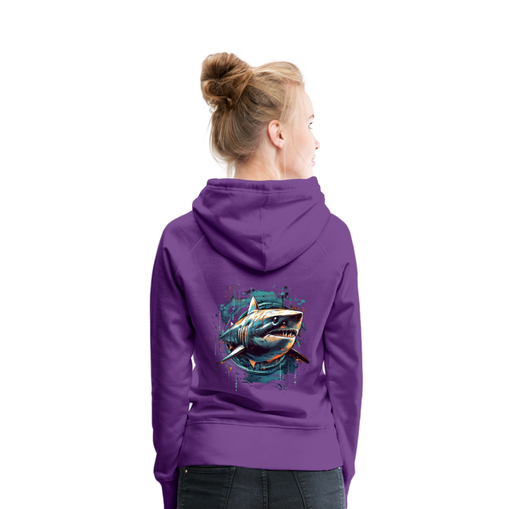 Cooler Retro Hai als Ink Art - Frauen Premium Hoodie - Purple