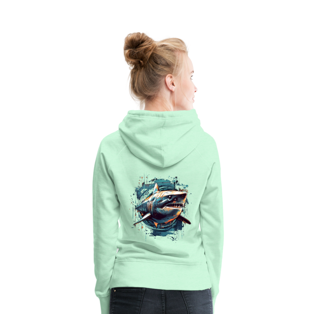 Cooler Retro Hai als Ink Art - Frauen Premium Hoodie - helles Mintgrün