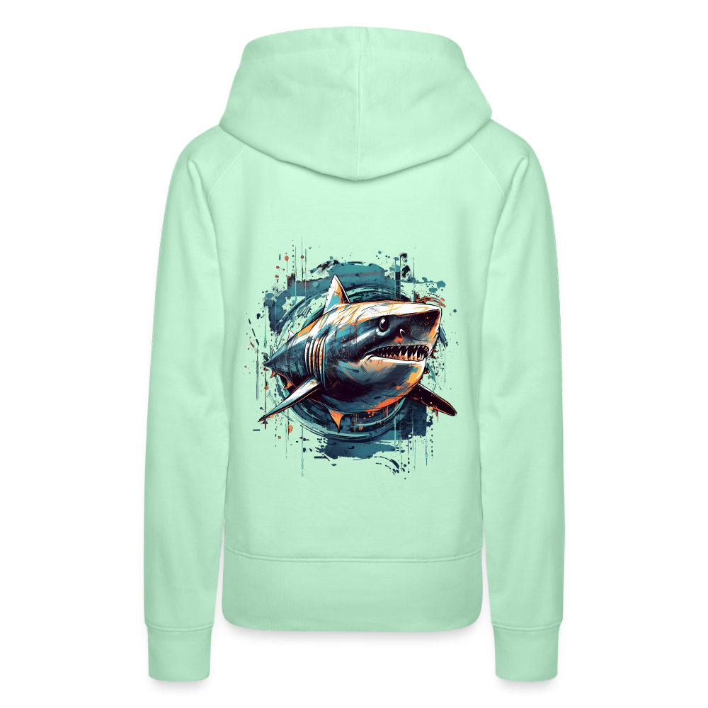 Cooler Retro Hai als Ink Art - Frauen Premium Hoodie - helles Mintgrün