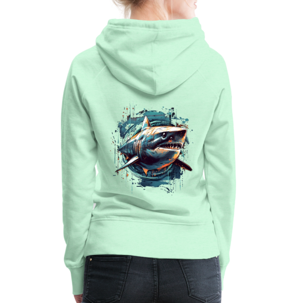 Cooler Retro Hai als Ink Art - Frauen Premium Hoodie - helles Mintgrün