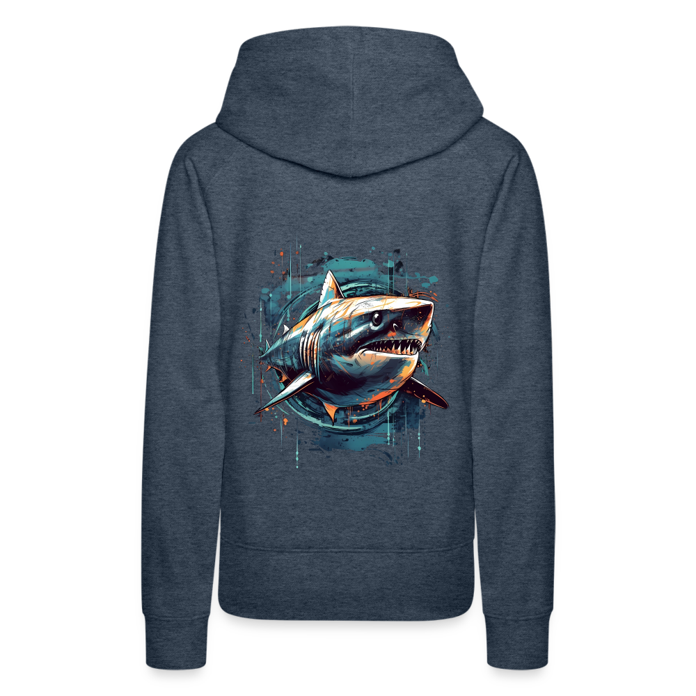 Cooler Retro Hai als Ink Art - Frauen Premium Hoodie - Jeansblau