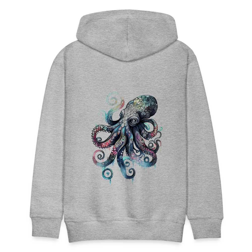 Cooler Wasserfarben Aquarell Oktopus - Männer Premium Hoodie - Grau meliert