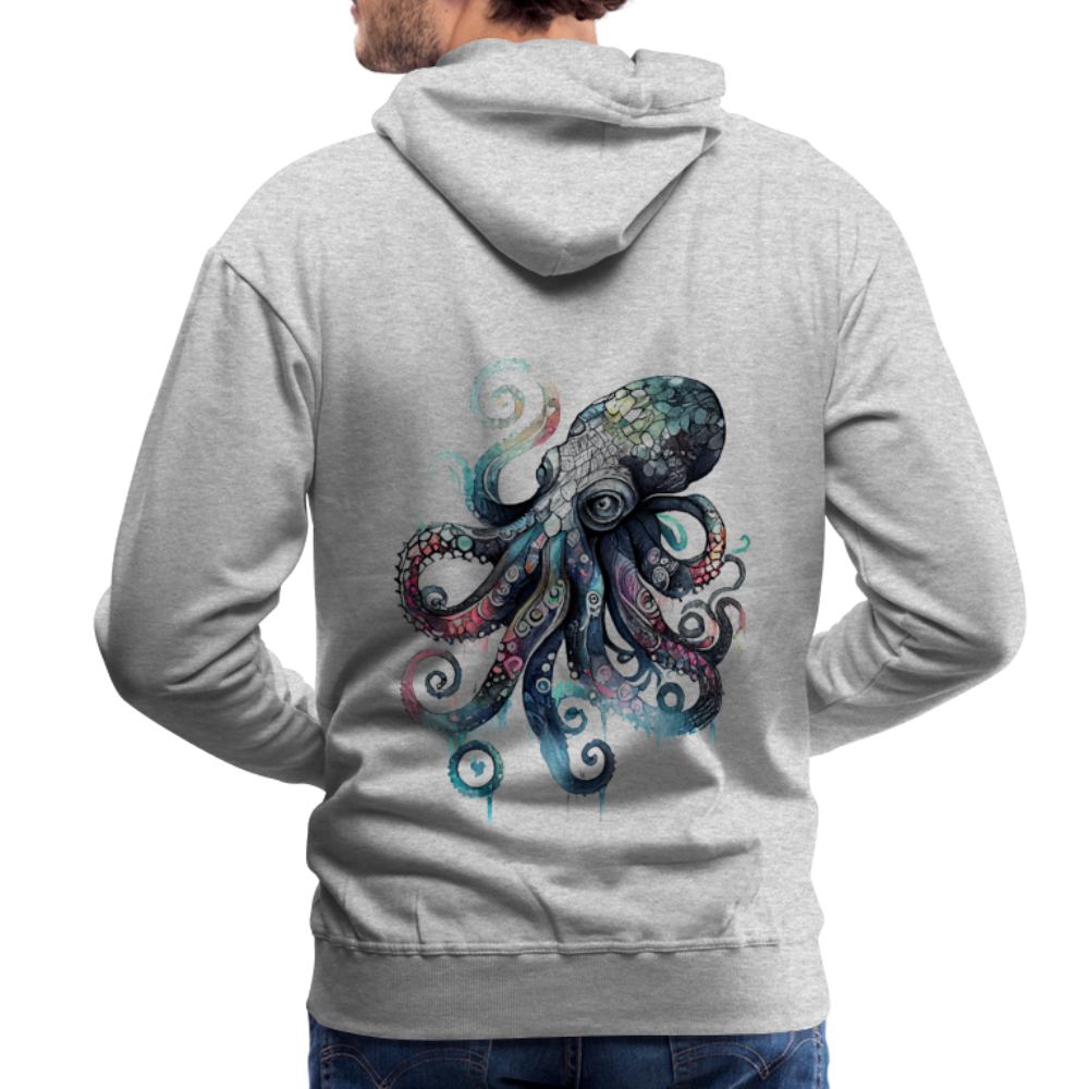 Cooler Wasserfarben Aquarell Oktopus - Männer Premium Hoodie - Grau meliert
