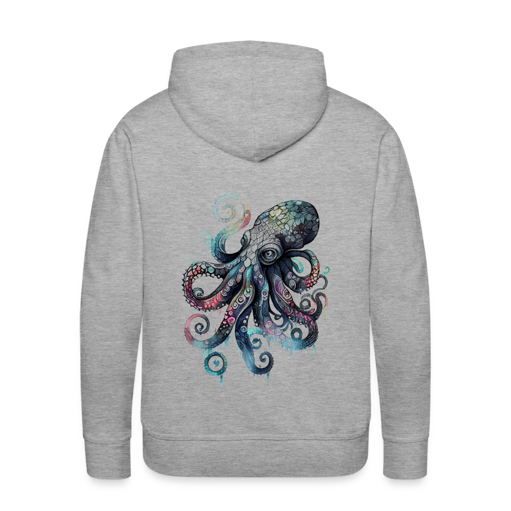 Cooler Wasserfarben Aquarell Oktopus - Männer Premium Hoodie - Grau meliert